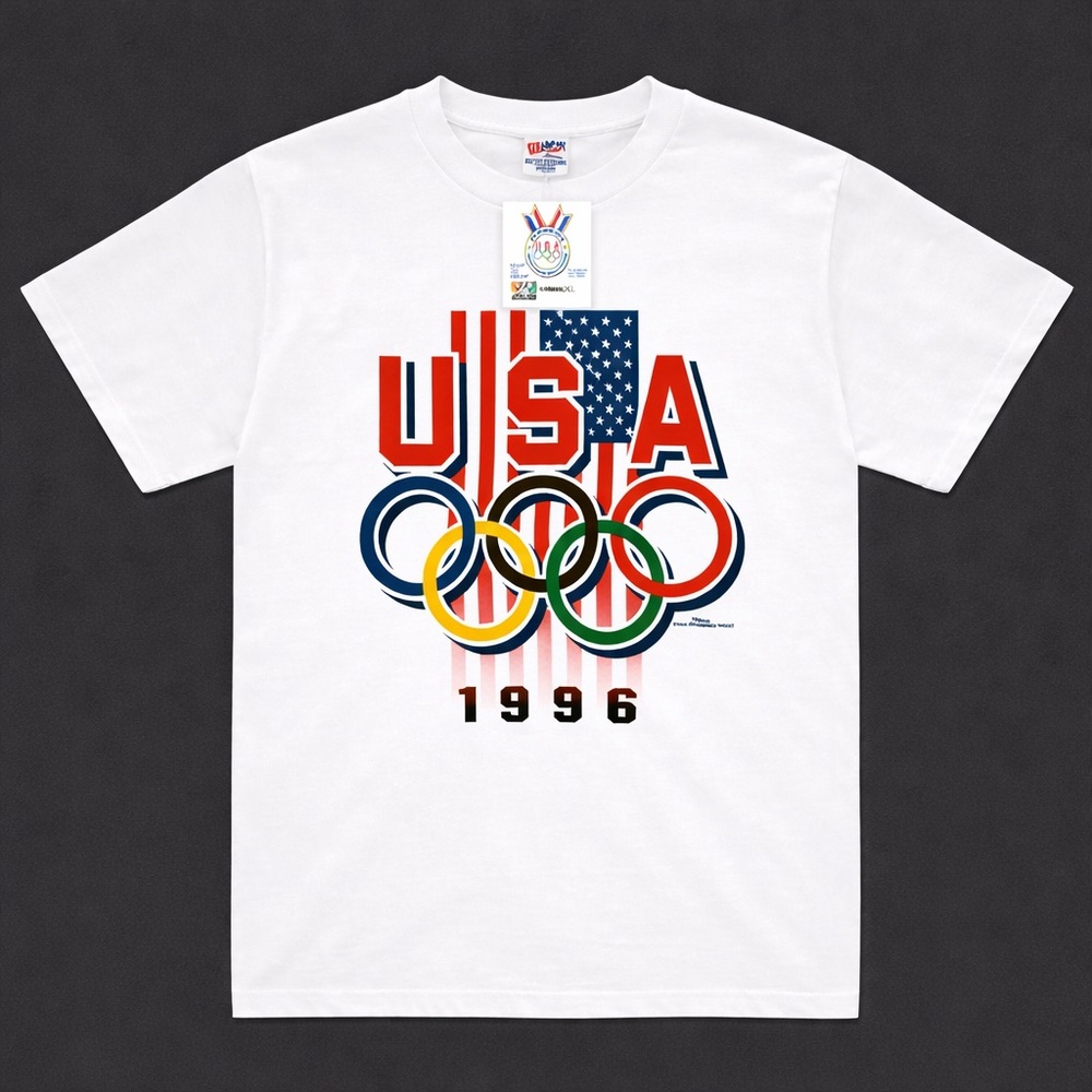 Vtg 1996 Olympic T Shirt Big XXL Single Stitch NWT Hanes Heavyweight Licensed